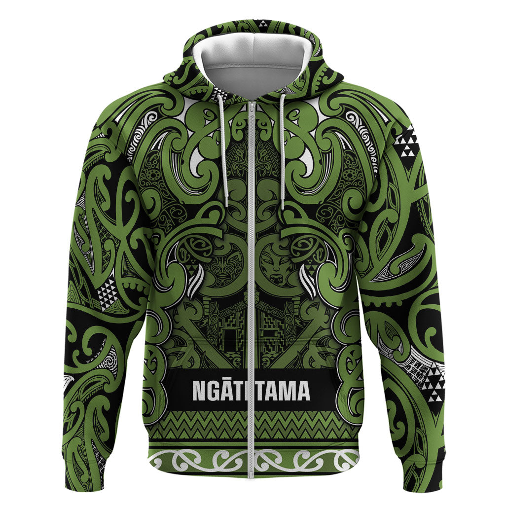 Aotearoa Iwi Ngāti Tama ki Taranaki Trust Zip Hoodie Maori Wharenui House Tribal Pattern LT9 Zip Hoodie Lime - Polynesian Pride