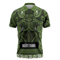 Aotearoa Iwi Ngāti Tama ki Taranaki Trust Zipper Polo Shirt Maori Wharenui House Tribal Pattern LT9 Lime - Polynesian Pride