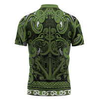 Aotearoa Iwi Ngāti Tama ki Taranaki Trust Zipper Polo Shirt Maori Wharenui House Tribal Pattern LT9 - Polynesian Pride
