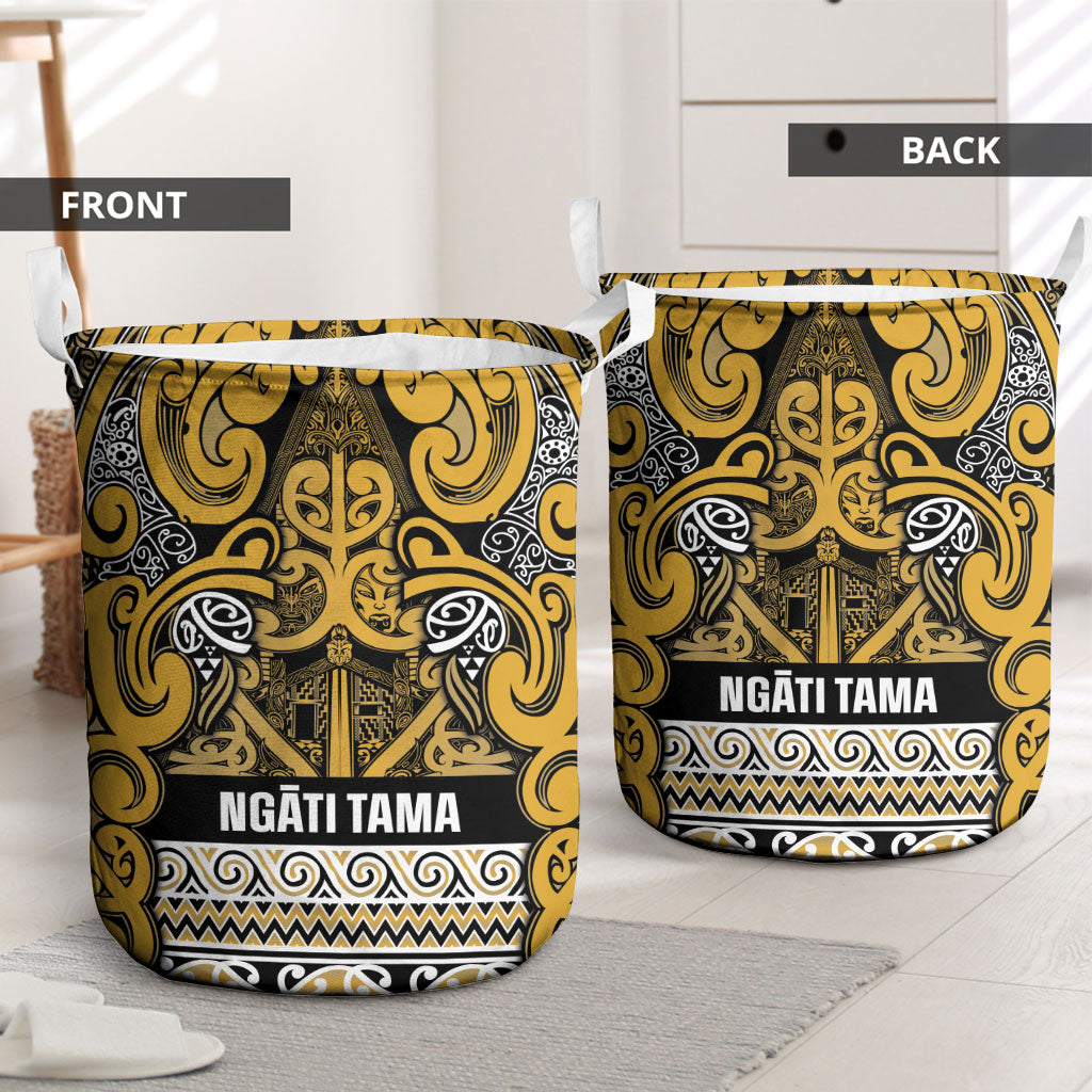 Aotearoa Iwi Ngāti Tama ki Te Waipounamu Trust Laundry Basket Maori Wharenui House Tribal Pattern LT9 - Polynesian Pride