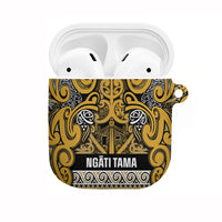 Aotearoa Iwi Ngāti Tama ki Te Waipounamu Trust AirPods Case Maori Wharenui House Tribal Pattern LT9 Gold - Polynesian Pride