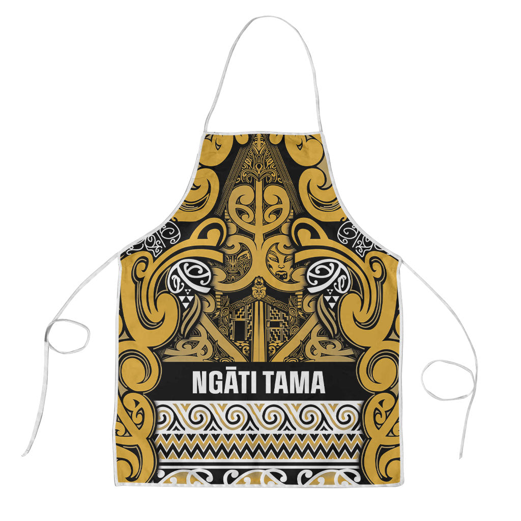 Aotearoa Iwi Ngāti Tama ki Te Waipounamu Trust Apron Maori Wharenui House Tribal Pattern LT9 Gold - Polynesian Pride