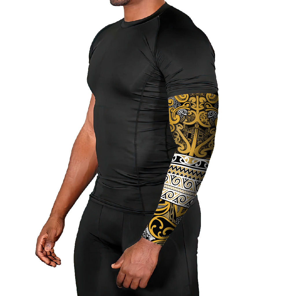 Aotearoa Iwi Ngāti Tama ki Te Waipounamu Trust Arm Sleeves Maori Wharenui House Tribal Pattern LT9 - Polynesian Pride