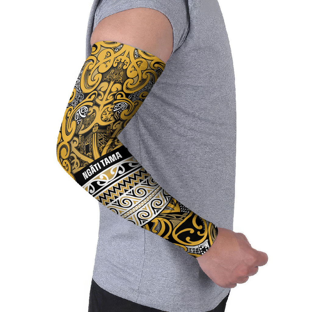 Aotearoa Iwi Ngāti Tama ki Te Waipounamu Trust Arm Sleeves Maori Wharenui House Tribal Pattern LT9 - Polynesian Pride