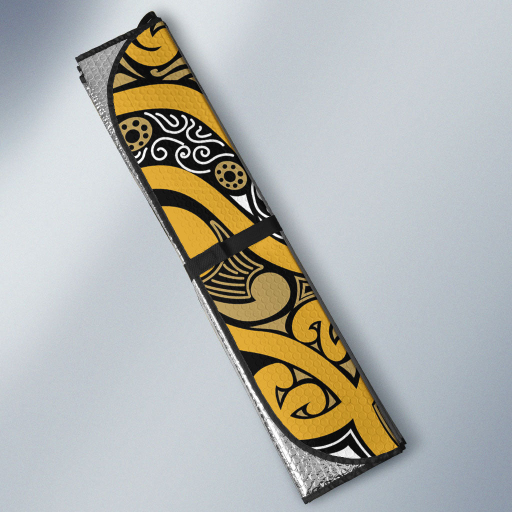 Aotearoa Iwi Ngāti Tama ki Te Waipounamu Trust Auto Sun Shade Maori Wharenui House Tribal Pattern LT9 - Polynesian Pride
