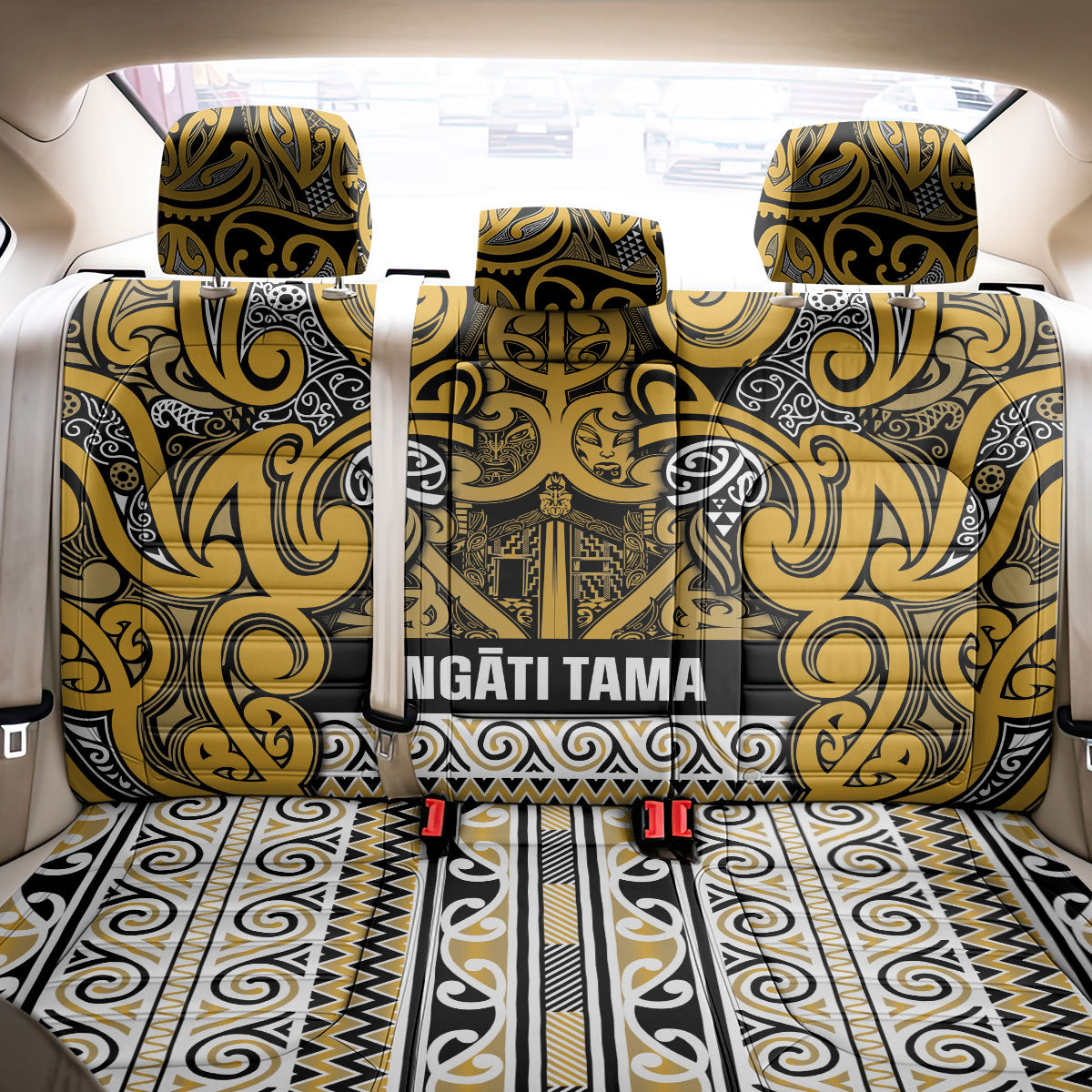 Aotearoa Iwi Ngāti Tama ki Te Waipounamu Trust Back Car Seat Cover Maori Wharenui House Tribal Pattern LT9 - Polynesian Pride