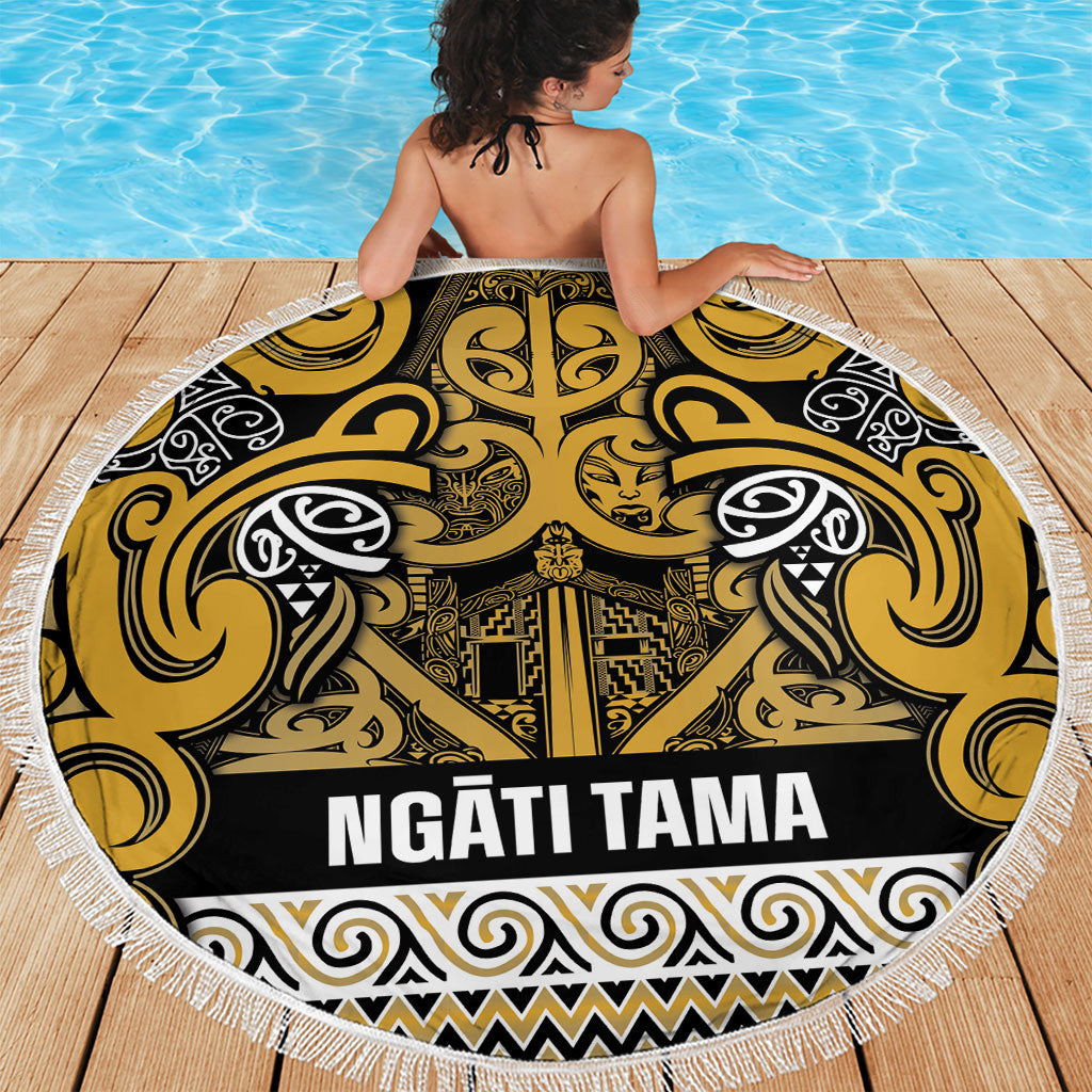 Aotearoa Iwi Ngāti Tama ki Te Waipounamu Trust Beach Blanket Maori Wharenui House Tribal Pattern LT9 - Polynesian Pride