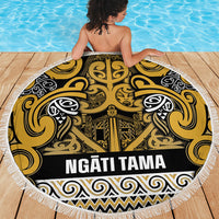 Aotearoa Iwi Ngāti Tama ki Te Waipounamu Trust Beach Blanket Maori Wharenui House Tribal Pattern LT9 - Polynesian Pride
