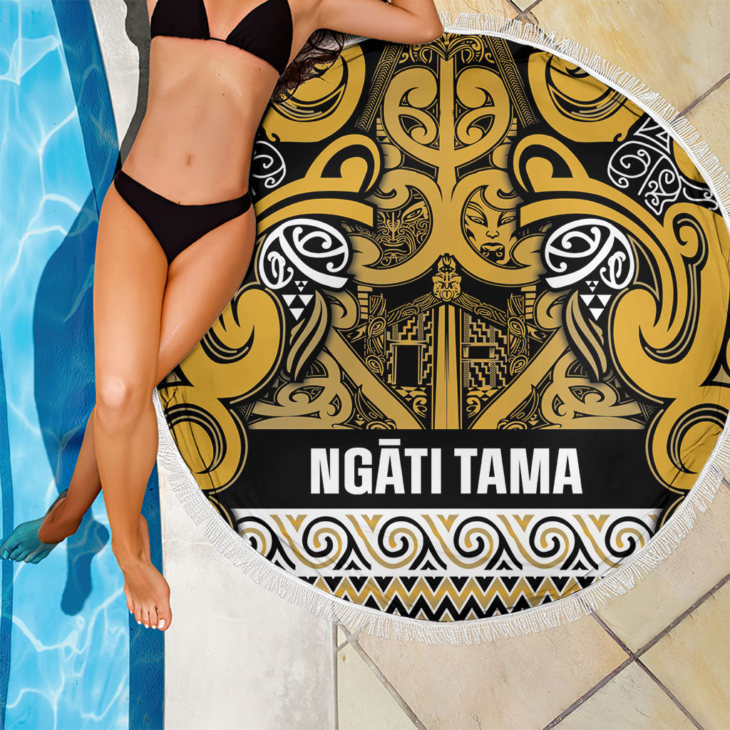 Aotearoa Iwi Ngāti Tama ki Te Waipounamu Trust Beach Blanket Maori Wharenui House Tribal Pattern LT9 - Polynesian Pride