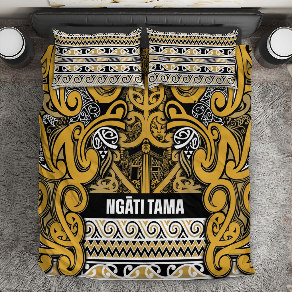 Aotearoa Iwi Ngāti Tama ki Te Waipounamu Trust Bedding Set Maori Wharenui House Tribal Pattern LT9 Gold - Polynesian Pride