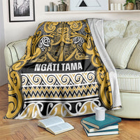 Aotearoa Iwi Ngāti Tama ki Te Waipounamu Trust Blanket Maori Wharenui House Tribal Pattern LT9 Gold - Polynesian Pride