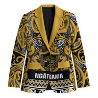 Aotearoa Iwi Ngāti Tama ki Te Waipounamu Trust Blazer Maori Wharenui House Tribal Pattern LT9 Unisex Gold - Polynesian Pride