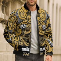 Aotearoa Iwi Ngāti Tama ki Te Waipounamu Trust Bomber Puffer Jacket Maori Wharenui House Tribal Pattern LT9 - Polynesian Pride