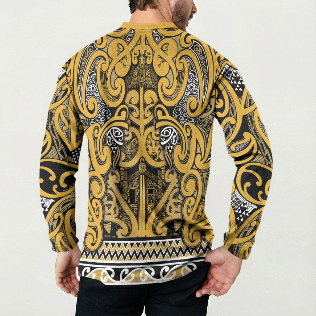 Aotearoa Iwi Ngāti Tama ki Te Waipounamu Trust Button Sweatshirt Maori Wharenui House Tribal Pattern LT9 - Polynesian Pride