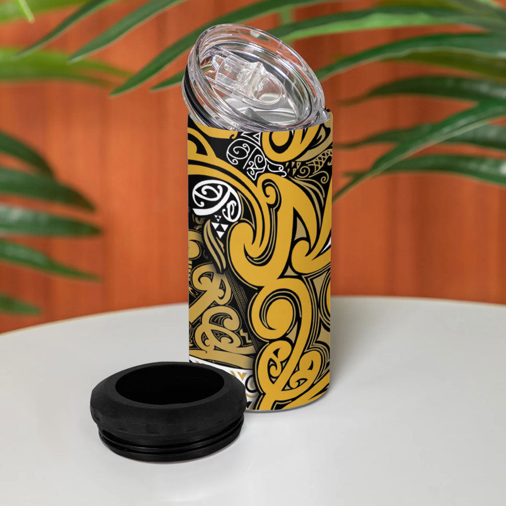Aotearoa Iwi Ngāti Tama ki Te Waipounamu Trust 4 in 1 Can Cooler Tumbler Maori Wharenui House Tribal Pattern LT9 - Polynesian Pride