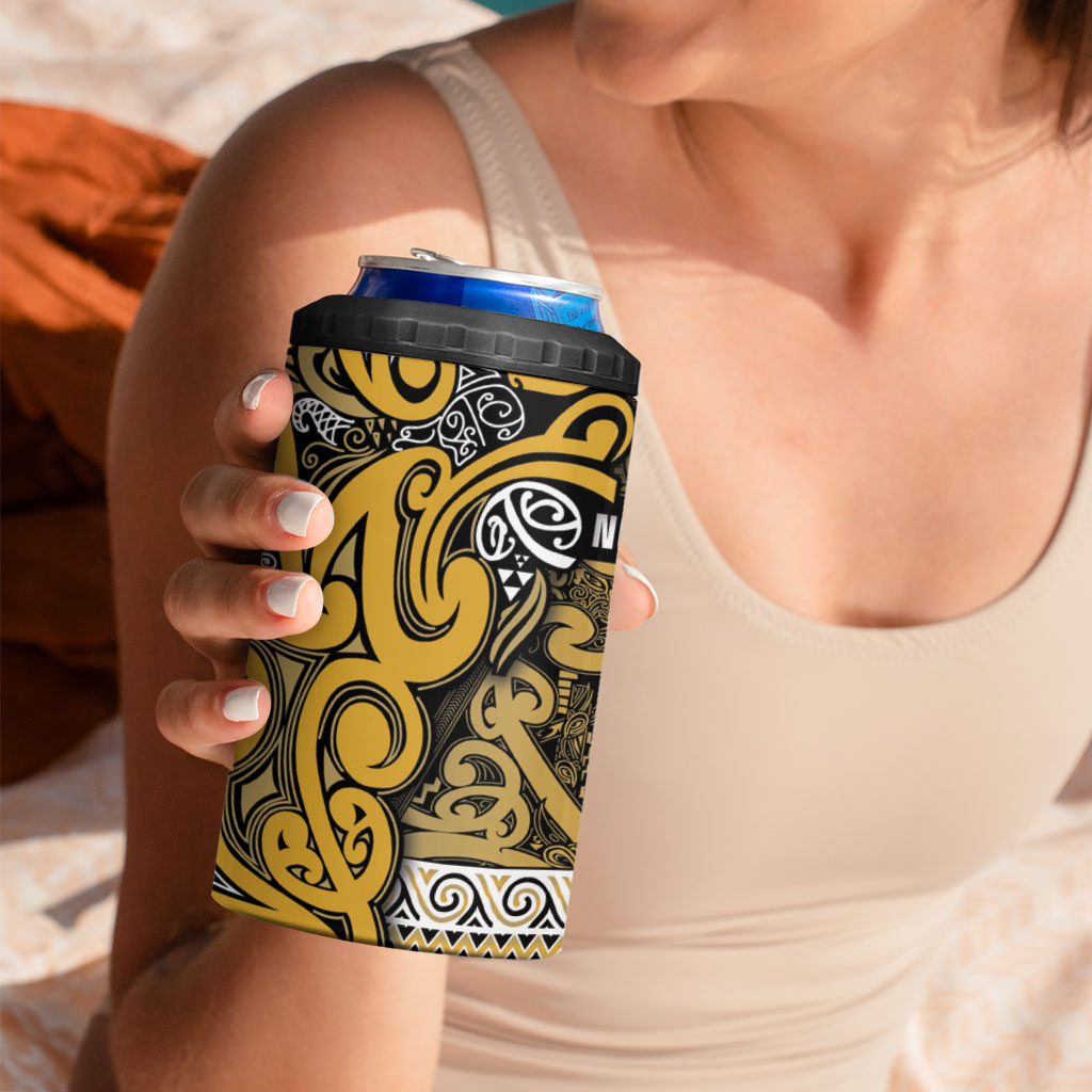 Aotearoa Iwi Ngāti Tama ki Te Waipounamu Trust 4 in 1 Can Cooler Tumbler Maori Wharenui House Tribal Pattern LT9 - Polynesian Pride