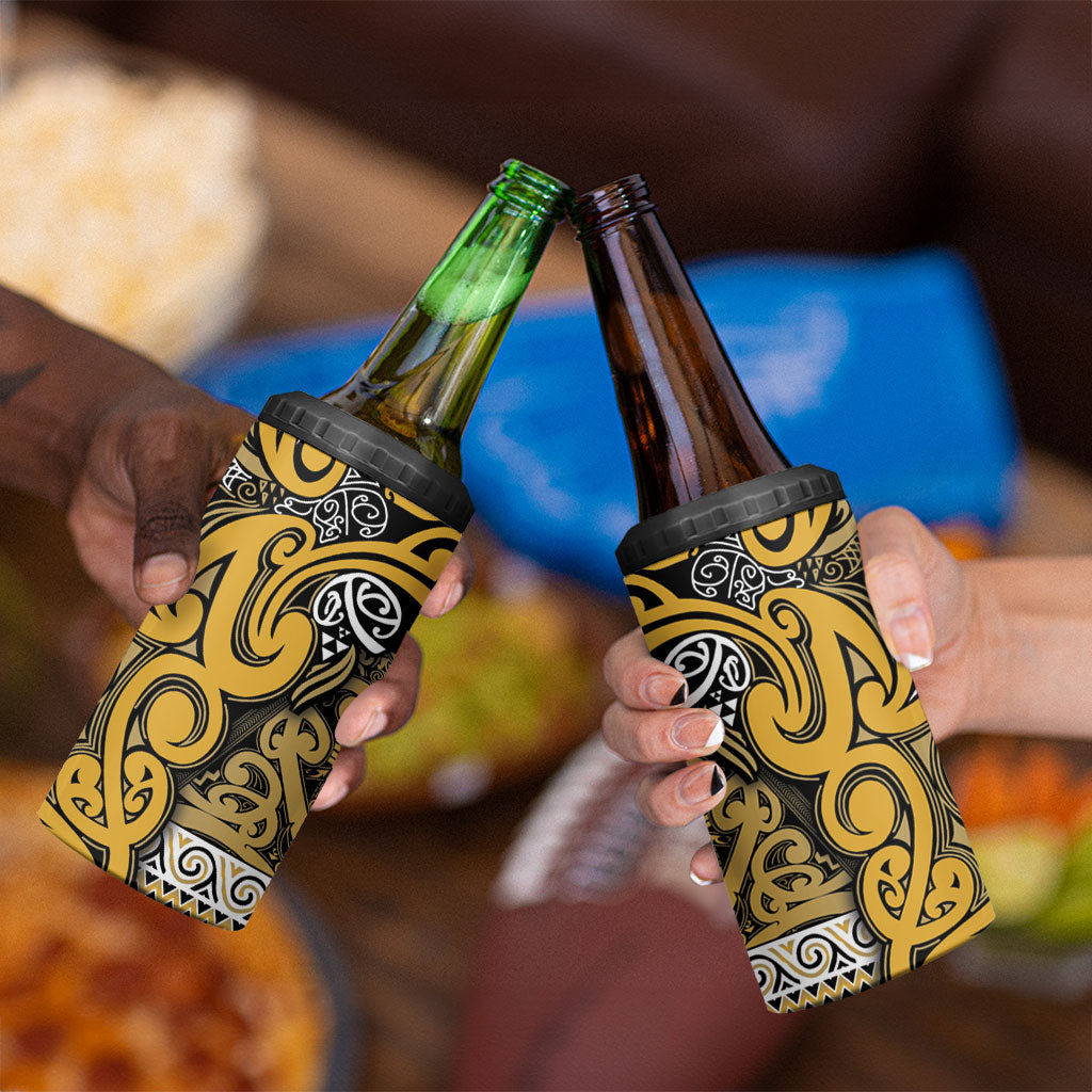 Aotearoa Iwi Ngāti Tama ki Te Waipounamu Trust 4 in 1 Can Cooler Tumbler Maori Wharenui House Tribal Pattern LT9 - Polynesian Pride