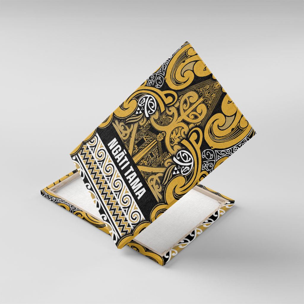 Aotearoa Iwi Ngāti Tama ki Te Waipounamu Trust Canvas Wall Art Maori Wharenui House Tribal Pattern LT9 With Frame Gold - Polynesian Pride