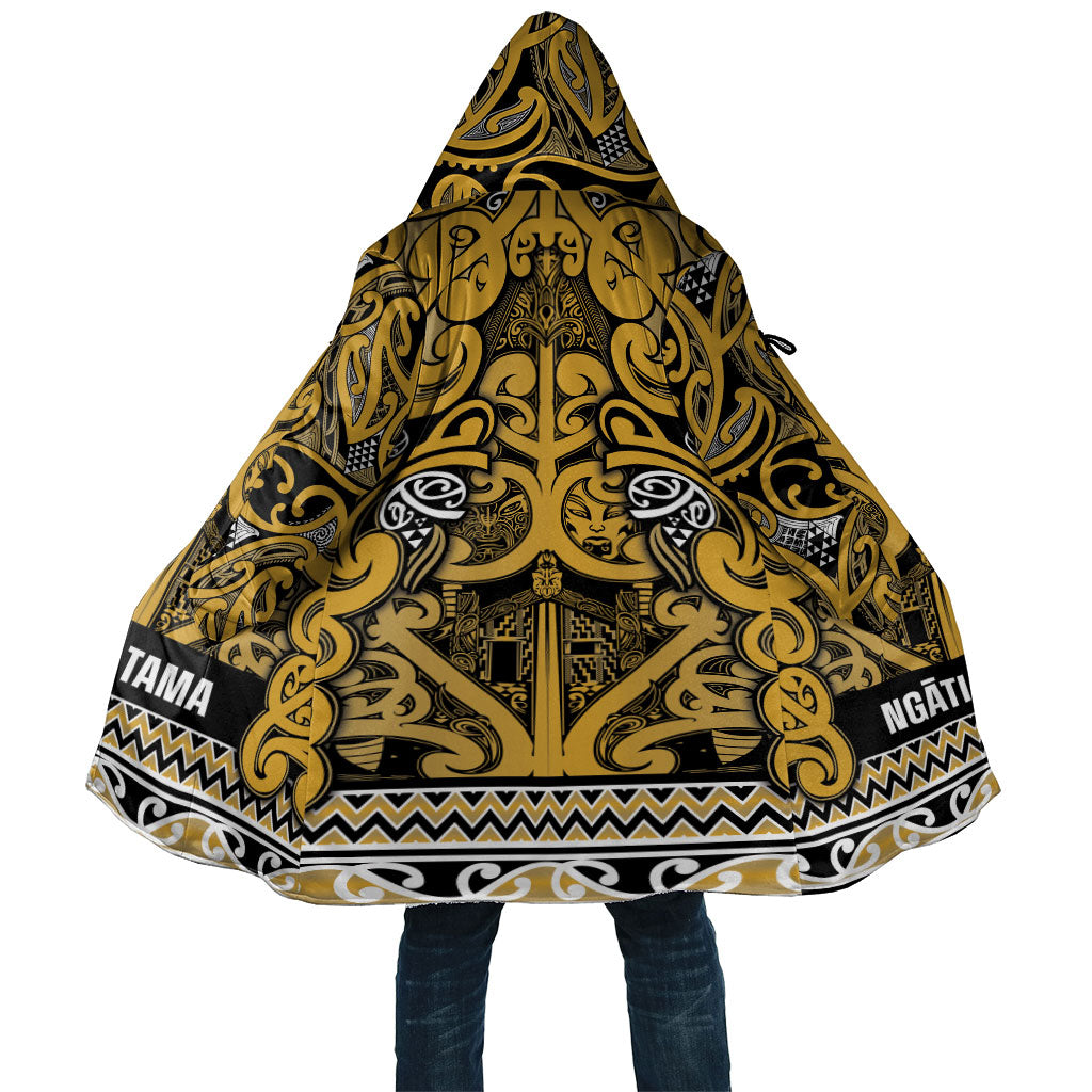 Aotearoa Iwi Ngāti Tama ki Te Waipounamu Trust Cloak Maori Wharenui House Tribal Pattern LT9 Unisex Gold - Polynesian Pride