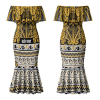 Aotearoa Iwi Ngāti Tama ki Te Waipounamu Trust Couples Matching Mermaid Dress and Hawaiian Shirt Maori Wharenui House Tribal Pattern LT9 - Polynesian Pride