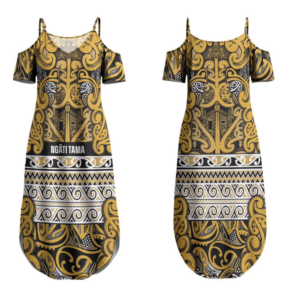 Aotearoa Iwi Ngāti Tama ki Te Waipounamu Trust Couples Matching Summer Maxi Dress and Hawaiian Shirt Maori Wharenui House Tribal Pattern LT9 - Polynesian Pride