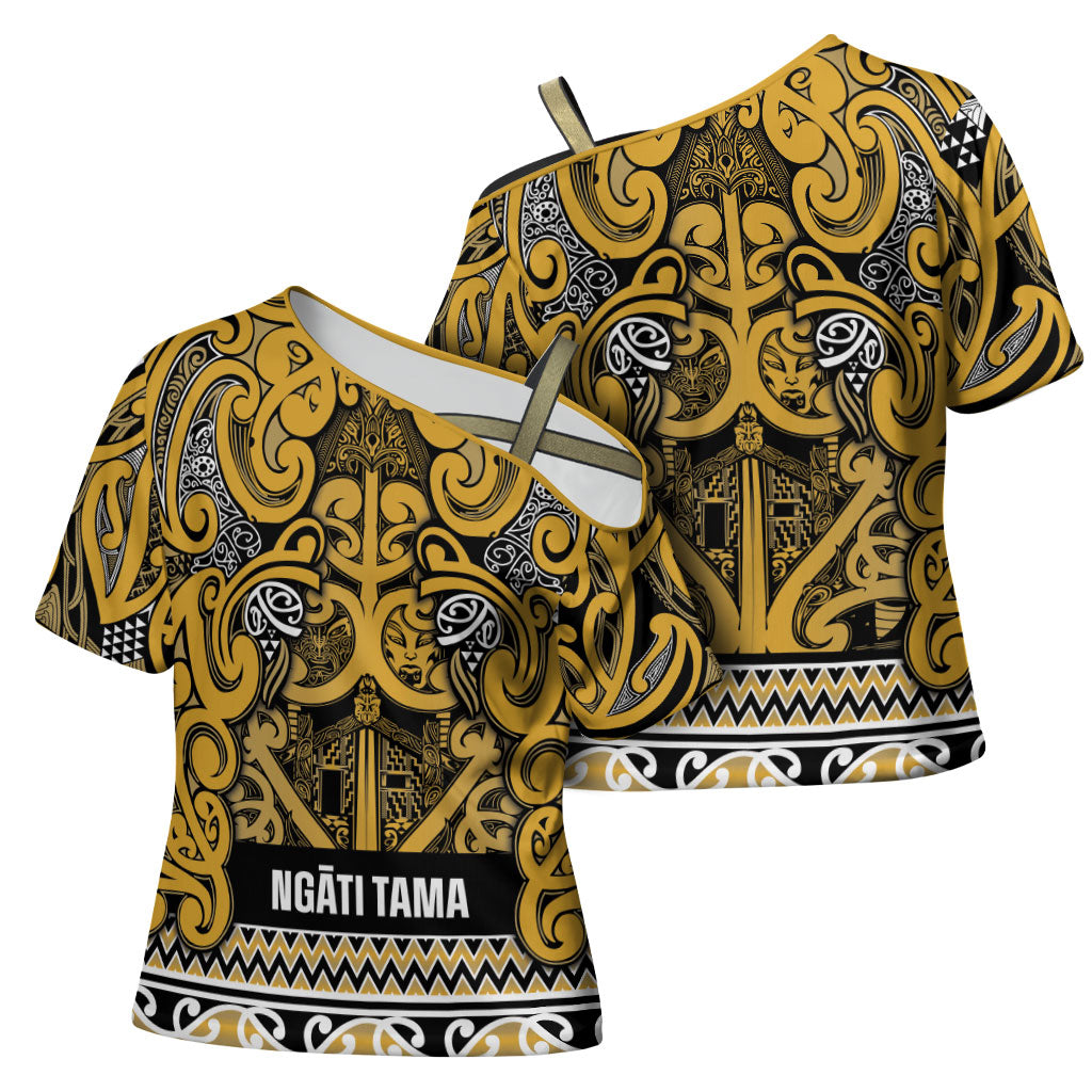 Aotearoa Iwi Ngāti Tama ki Te Waipounamu Trust Cross Shoulder Shirt Maori Wharenui House Tribal Pattern LT9 - Polynesian Pride