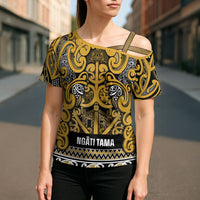 Aotearoa Iwi Ngāti Tama ki Te Waipounamu Trust Cross Shoulder Shirt Maori Wharenui House Tribal Pattern LT9 - Polynesian Pride