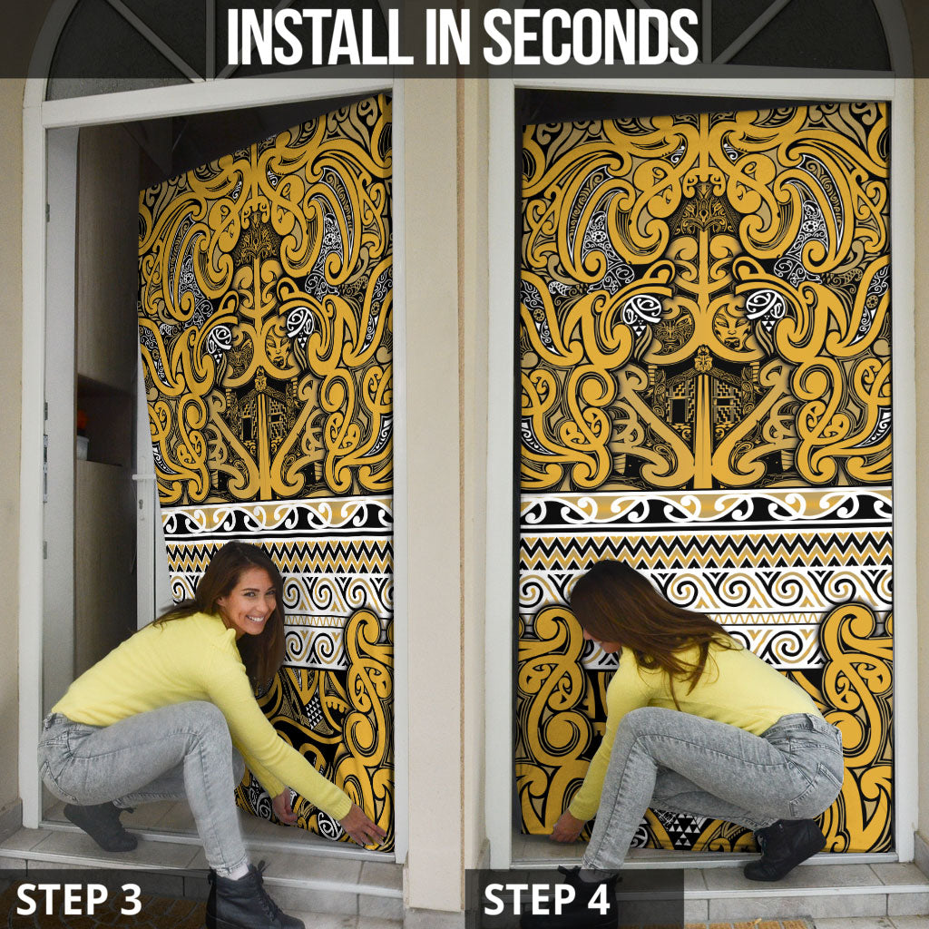 Aotearoa Iwi Ngāti Tama ki Te Waipounamu Trust Door Cover Maori Wharenui House Tribal Pattern LT9 - Polynesian Pride