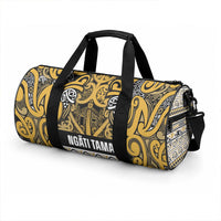 Aotearoa Iwi Ngāti Tama ki Te Waipounamu Trust Duffle Bag Maori Wharenui House Tribal Pattern