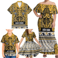 Aotearoa Iwi Ngāti Tama ki Te Waipounamu Trust Family Matching Off Shoulder Maxi Dress and Hawaiian Shirt Maori Wharenui House Tribal Pattern LT9 - Polynesian Pride