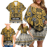 Aotearoa Iwi Ngāti Tama ki Te Waipounamu Trust Family Matching Off Shoulder Short Dress and Hawaiian Shirt Maori Wharenui House Tribal Pattern LT9 - Polynesian Pride