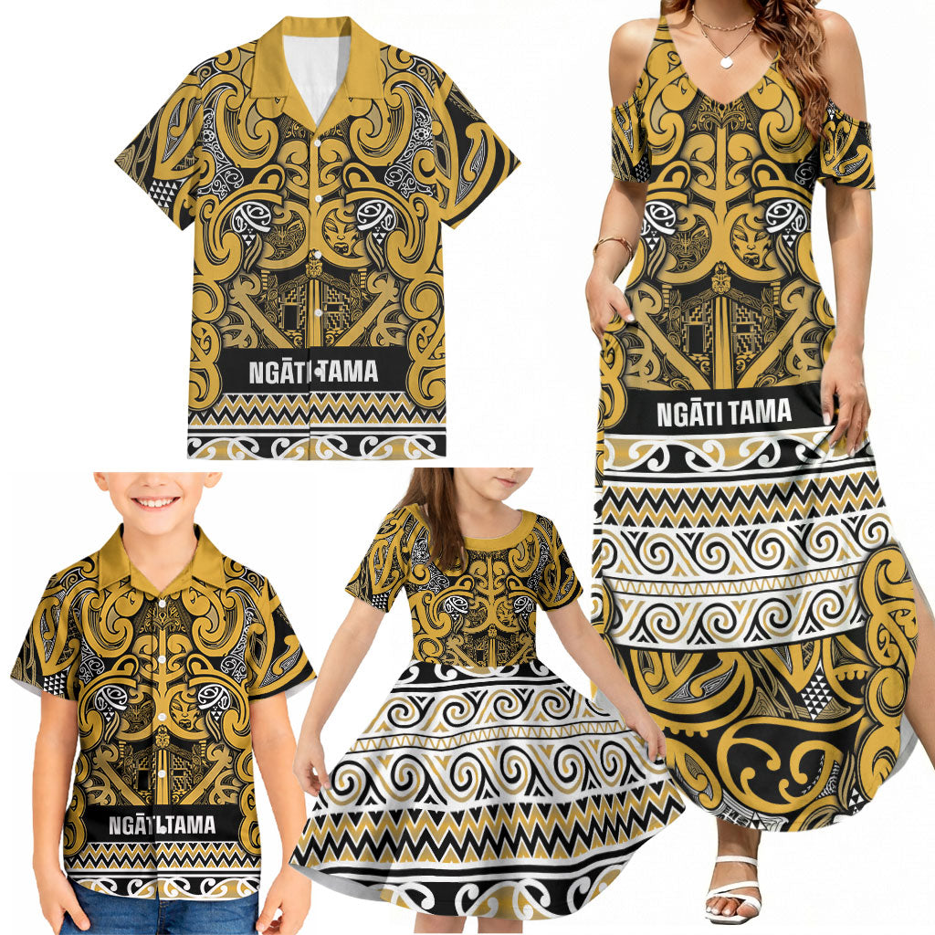 Aotearoa Iwi Ngāti Tama ki Te Waipounamu Trust Family Matching Summer Maxi Dress and Hawaiian Shirt Maori Wharenui House Tribal Pattern LT9 - Polynesian Pride