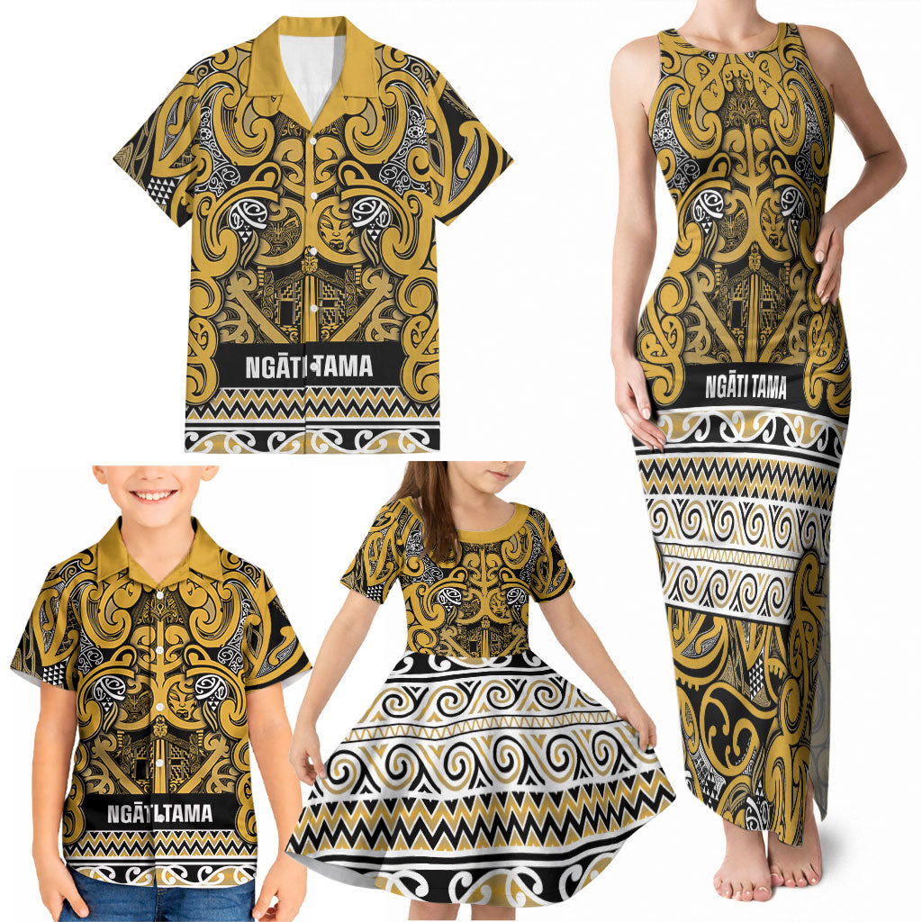 Aotearoa Iwi Ngāti Tama ki Te Waipounamu Trust Family Matching Tank Maxi Dress and Hawaiian Shirt Maori Wharenui House Tribal Pattern LT9 - Polynesian Pride