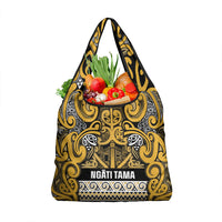 Aotearoa Iwi Ngāti Tama ki Te Waipounamu Trust Grocery Bag Maori Wharenui House Tribal Pattern LT9 1-pack One Size Gold - Polynesian Pride
