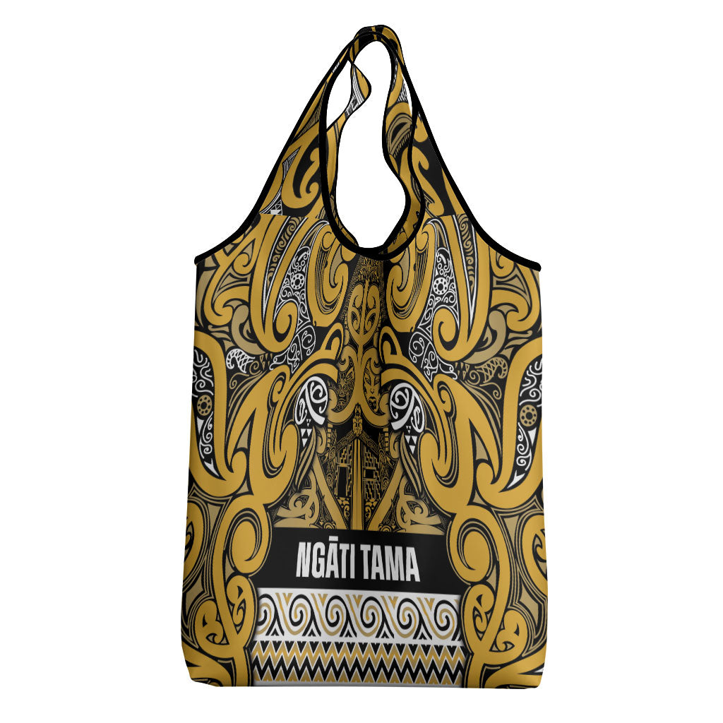Aotearoa Iwi Ngāti Tama ki Te Waipounamu Trust Grocery Bag Maori Wharenui House Tribal Pattern LT9 - Polynesian Pride