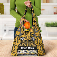 Aotearoa Iwi Ngāti Tama ki Te Waipounamu Trust Grocery Bag Maori Wharenui House Tribal Pattern LT9 - Polynesian Pride