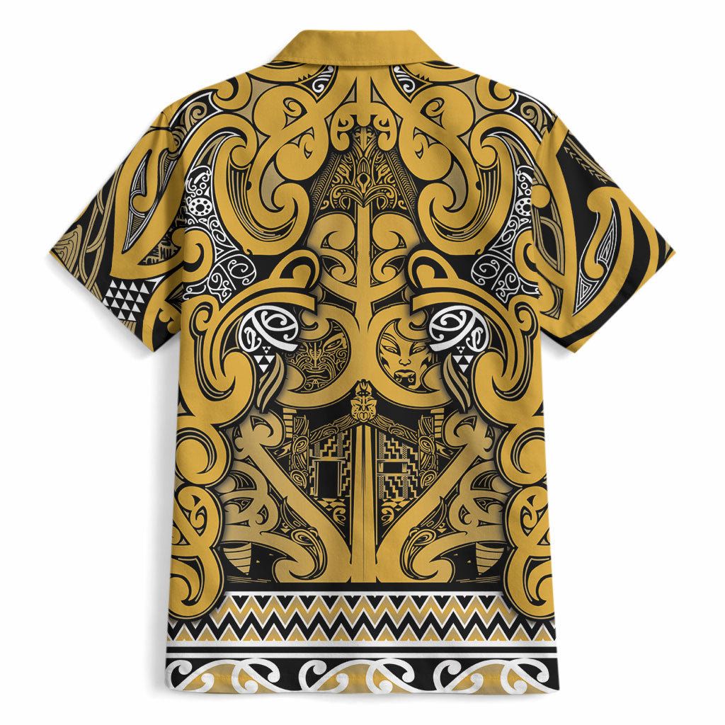Aotearoa Iwi Ngāti Tama ki Te Waipounamu Trust Hawaiian Shirt Maori Wharenui House Tribal Pattern