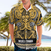 Aotearoa Iwi Ngāti Tama ki Te Waipounamu Trust Hawaiian Shirt Maori Wharenui House Tribal Pattern