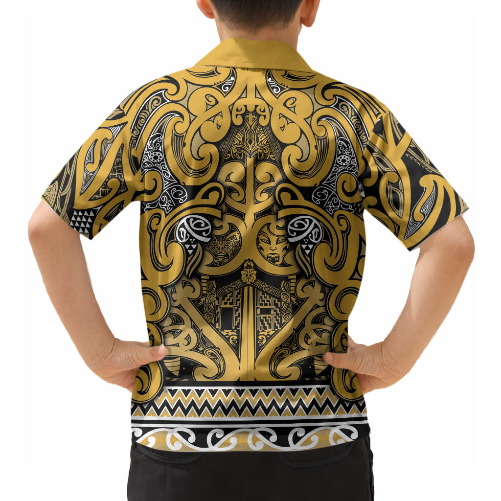 Aotearoa Iwi Ngāti Tama ki Te Waipounamu Trust Hawaiian Shirt Maori Wharenui House Tribal Pattern