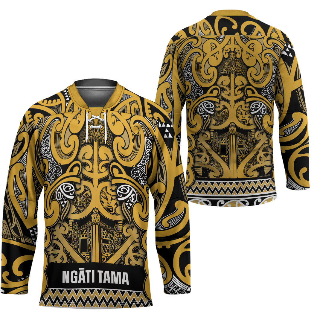 Aotearoa Iwi Ngāti Tama ki Te Waipounamu Trust Hockey Jersey Maori Wharenui House Tribal Pattern LT9 - Polynesian Pride