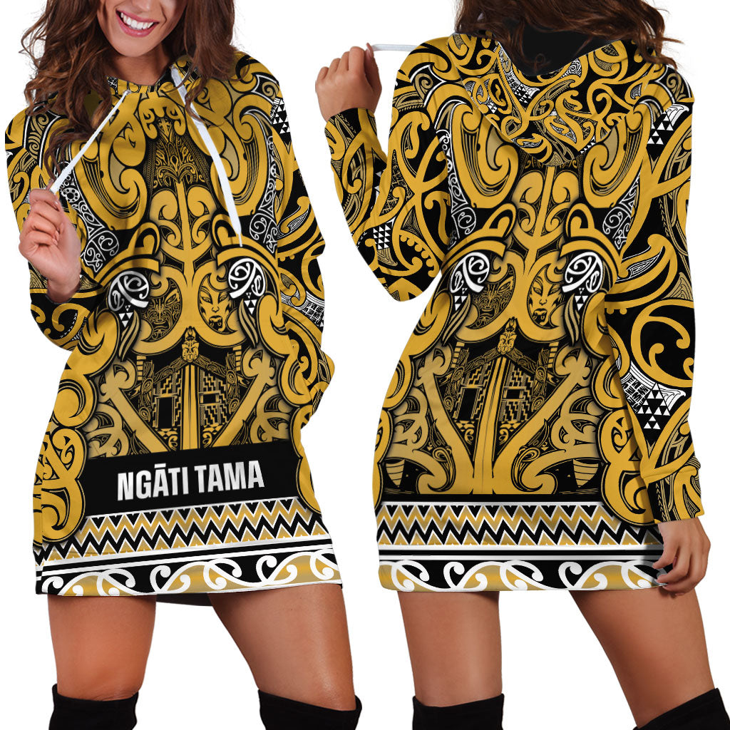 Aotearoa Iwi Ngāti Tama ki Te Waipounamu Trust Hoodie Dress Maori Wharenui House Tribal Pattern LT9 - Polynesian Pride