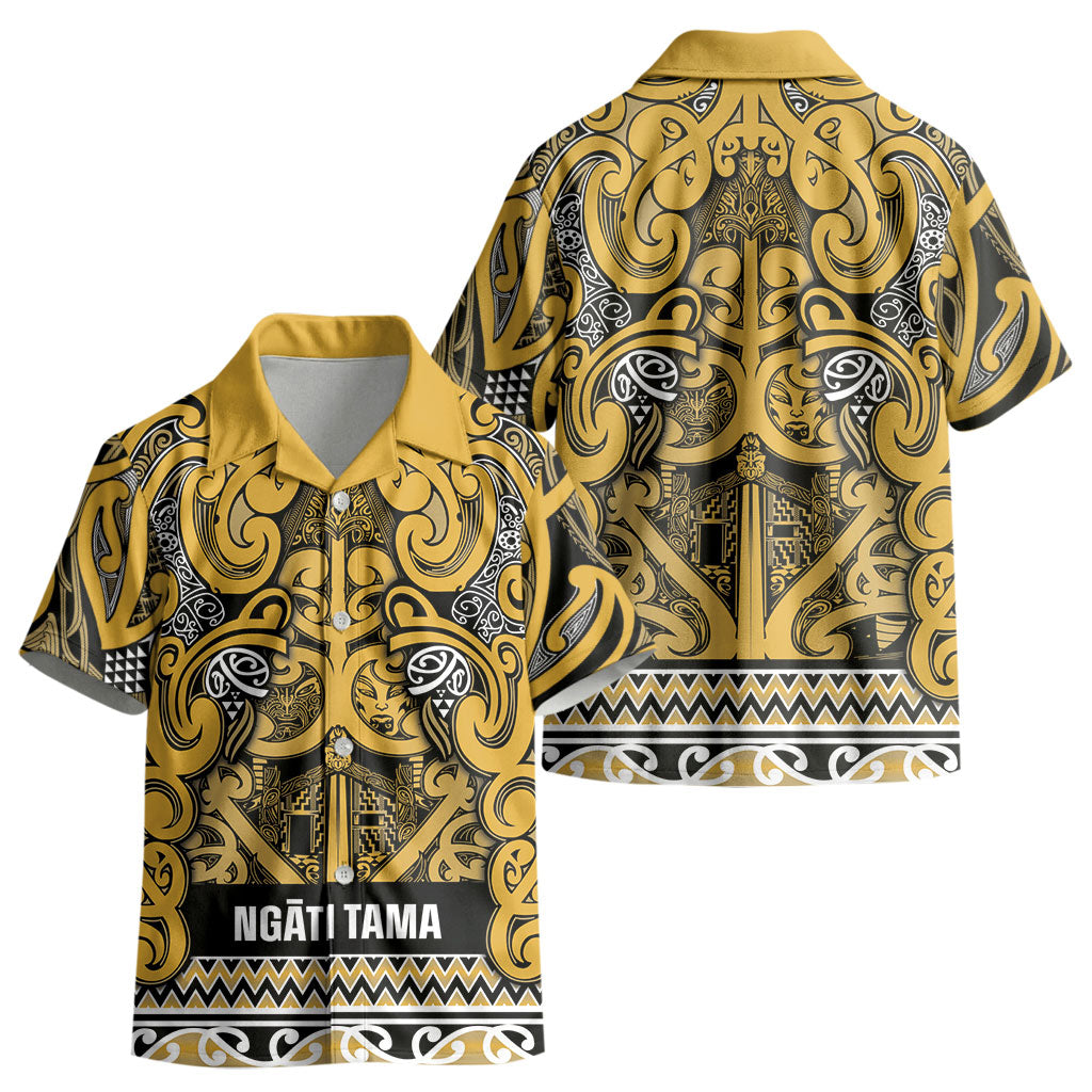 Aotearoa Iwi Ngāti Tama ki Te Waipounamu Trust Kid Hawaiian Shirt Maori Wharenui House Tribal Pattern LT9 - Polynesian Pride