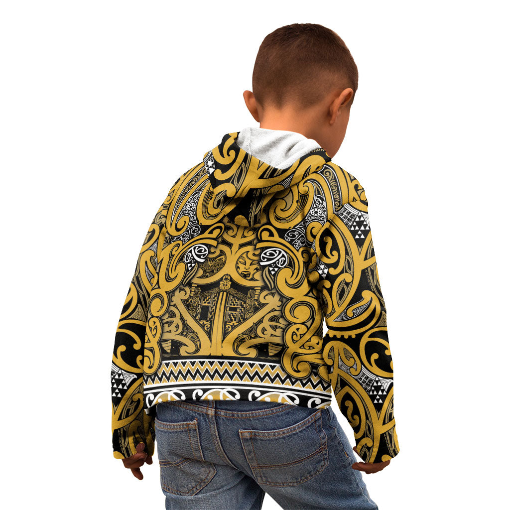 Aotearoa Iwi Ngāti Tama ki Te Waipounamu Trust Kid Hoodie Maori Wharenui House Tribal Pattern LT9 - Polynesian Pride