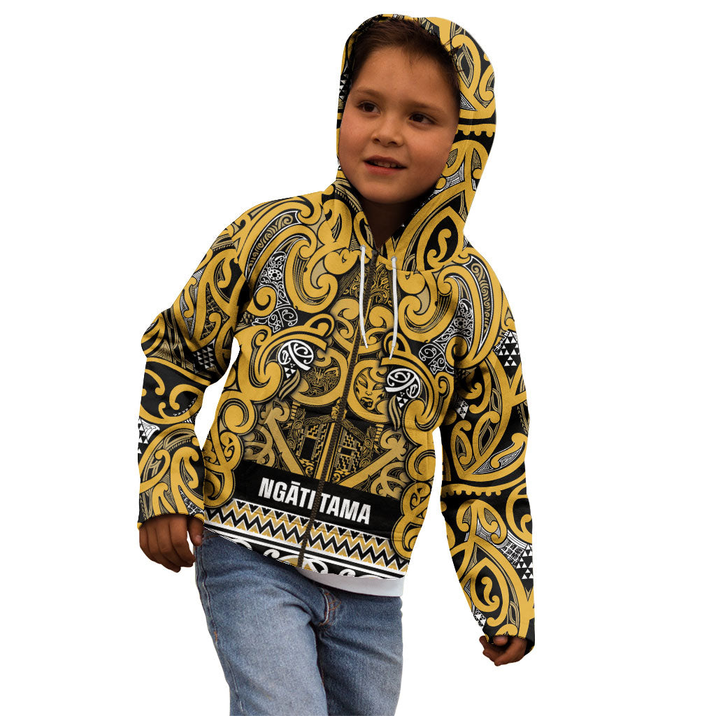 Aotearoa Iwi Ngāti Tama ki Te Waipounamu Trust Kid Hoodie Maori Wharenui House Tribal Pattern LT9 - Polynesian Pride