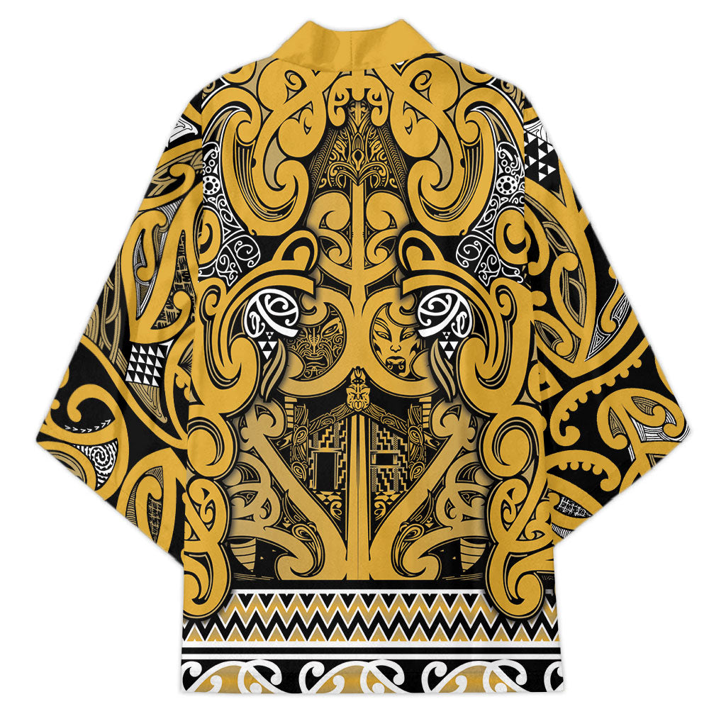 Aotearoa Iwi Ngāti Tama ki Te Waipounamu Trust Kimono Maori Wharenui House Tribal Pattern LT9 - Polynesian Pride