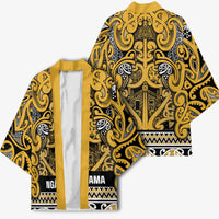 Aotearoa Iwi Ngāti Tama ki Te Waipounamu Trust Kimono Maori Wharenui House Tribal Pattern LT9 - Polynesian Pride