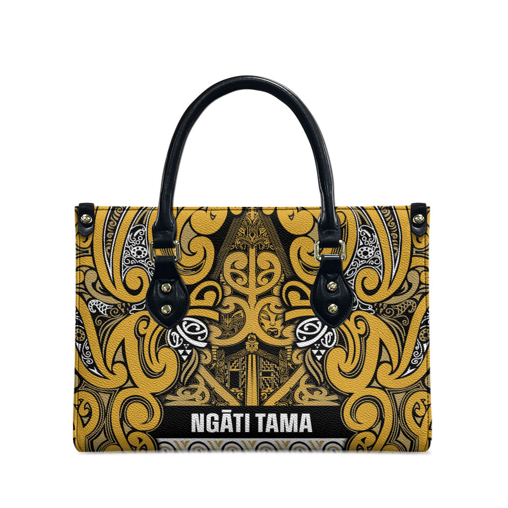 Aotearoa Iwi Ngāti Tama ki Te Waipounamu Trust Leather Bag Maori Wharenui House Tribal Pattern LT9 - Polynesian Pride