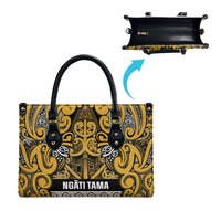 Aotearoa Iwi Ngāti Tama ki Te Waipounamu Trust Leather Bag Maori Wharenui House Tribal Pattern LT9 - Polynesian Pride