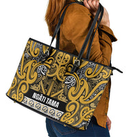 Aotearoa Iwi Ngāti Tama ki Te Waipounamu Trust Leather Tote Bag Maori Wharenui House Tribal Pattern LT9 - Polynesian Pride