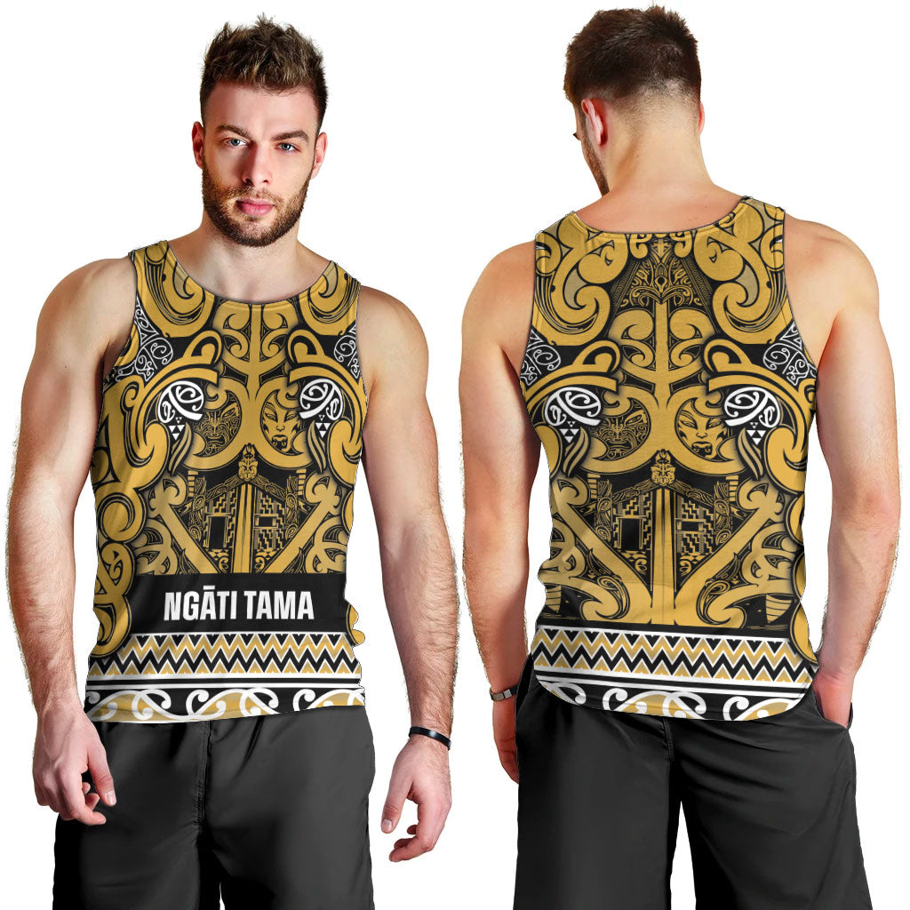 Aotearoa Iwi Ngāti Tama ki Te Waipounamu Trust Men Tank Top Maori Wharenui House Tribal Pattern LT9 - Polynesian Pride